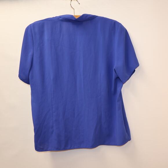 Element Blue Blouse Button Front Size 2XL Short Sleeves Collar Shldr Inserts - Picture 6 of 16